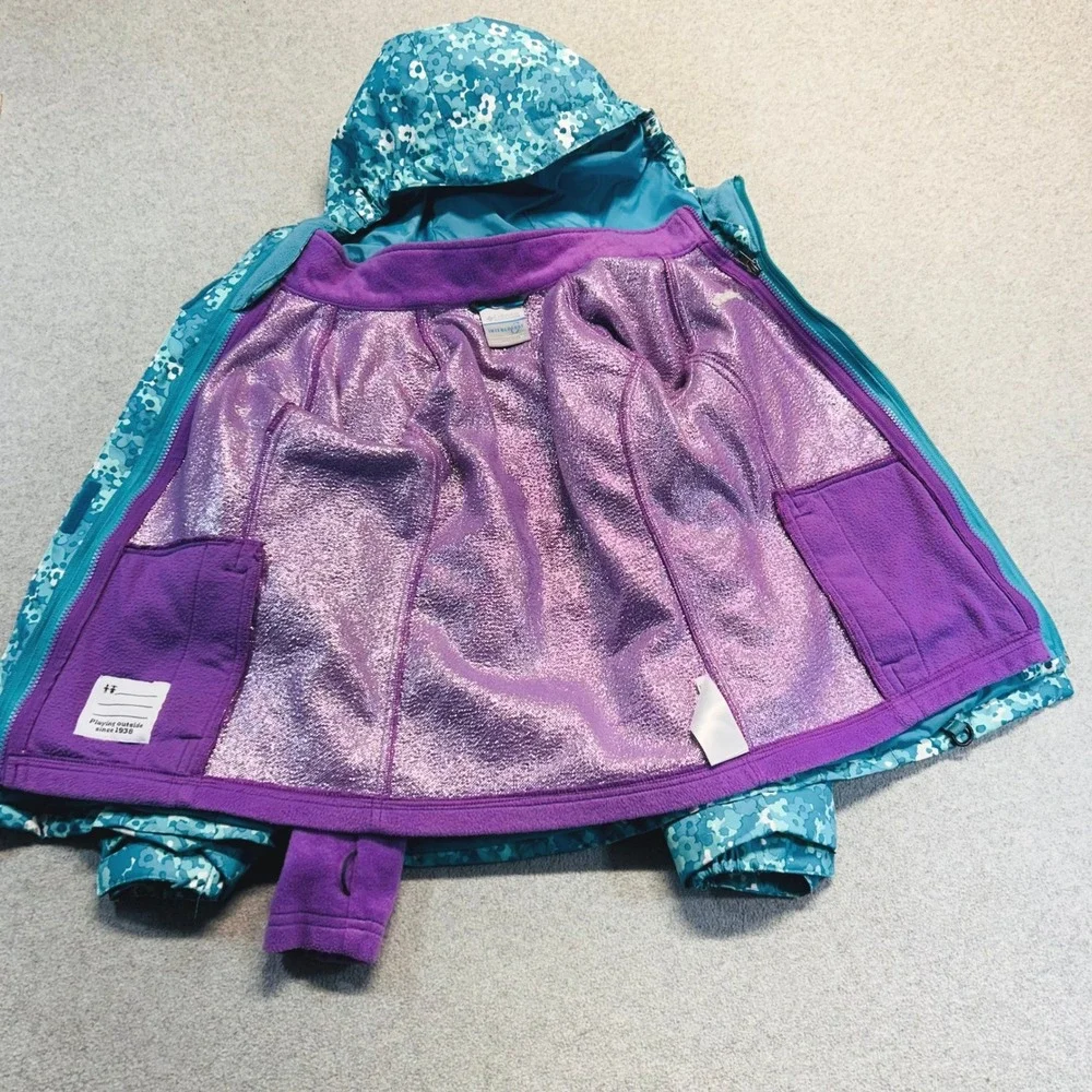 Columbia Interchange Jacket Kids Medium 10/12 Blue Floral Omni-Heat 3-in-1